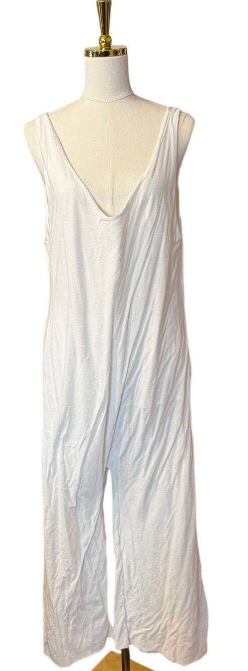 Lunya Cool Romper "Sincere White" Romper Jumpsuit Overall, Size L